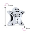 thumbnail image 3 of Bling Jewelry Womens Christmas Charm Bead Gingerbread Man Bow Tie Sterling Silver for Bracelet, 3 of 4