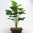 thumbnail image 1 of TABLZONE De Planta Artificial Monstera Hojas Lifelike Verde Para Comedor Y Oficina, 1 of 8