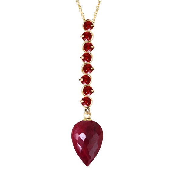 Galaxy Gold 14k.55 ct 14k 20" Solid Gold Necklace Pointy Dyed Briolette Drop Ruby