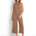 thumbnail image 2 of yievot Womens Pajama Sets Cotton Linen Lounge Set 2 Piece Cropped Tank Tops and Wide Leg Pants Loungewear Summer Set, 2 of 8
