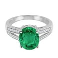 thumbnail image 4 of Mauli Jewels Rings for Women 2.52 Carat Oval Lab Created Emerald and Diamond Ring 4-Prong 10K White Gold, 4 of 6