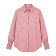 thumbnail image 4 of Women's Long Sleeve Button Down Shirts, Women's Striped Dressy Shirt with Ruffled Cuffs, Women's Red,Size S-3XL, 4 of 5