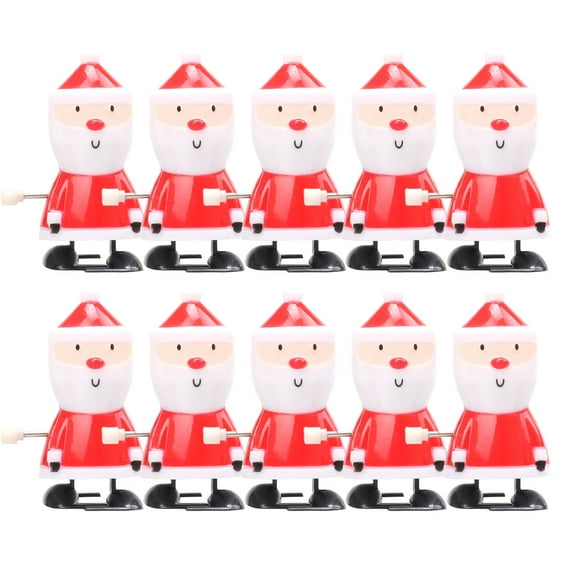 10 piezas de accesorios para caminar de Navidad Modelo de juguetes mecánicos de Papá Noel Juguetes de cuerda Favores de fiesta Suministros de fiesta Regalo para niños