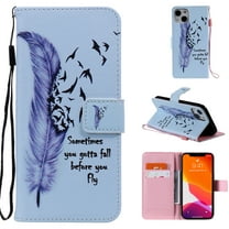 Allytech Colorful Painting PU Leather Case for iPhone 14 6.1" 2022, Flip Folio Kickstand Card Slots Removable Hand Strap Case for iPhone 14 5G, Feather Bird