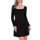 thumbnail image 2 of Vestido Casual de Mujer Inspire Chic con Cuello Cuadrado y Manga Larga, Corte A, por encima de la Rodilla, Color Negro, 2 of 6