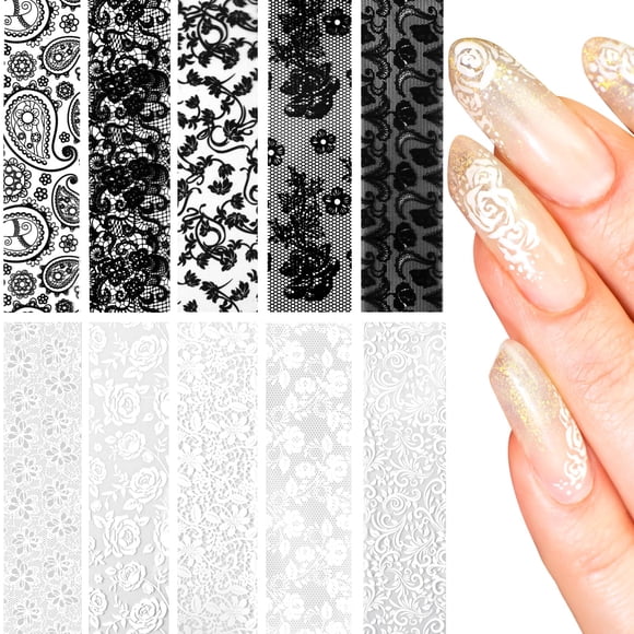 Lámina de transferencia de uñas SmallCat, 10 hojas para uñas acrílicas DIY