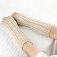 thumbnail image 4 of Bibifish Womens Arm Warmers Winter Warm Knitted Gloves With Cable Knit Pattern Solid Color Soft Comfy Daily Wear Outdoor Activities Gloves, 4 of 5