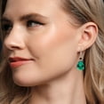thumbnail image 4 of Gem Stone King 925 Silver and 10K Yellow Gold Green Nano Emerald and Black Onyx and White Lab Grown Diamond Earrings for Women | 19.16 Cttw | Gemstone May Birthstone | Pear Shape 18X13MM, 4 of 6
