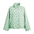 thumbnail image 4 of WIZUTIZ Women's Polka Dot Zip Up Jacket Lapel Collar Drawstring Hem Casual Lightweight Coat Spring Fall Outerwear with Pockets, 4 of 7