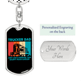 thumbnail image 2 of Trucker Dad Normal Dad Swivel Keychain Dog Tag Stainless Steel or 18k Gold, 2 of 10
