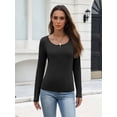 thumbnail image 3 of Zeagoo Women's Sping Fall Basic T-Shirt Long Sleeves Henley Ribbed Knit Shirt Slim Fitted Casual Tops, 3 of 7