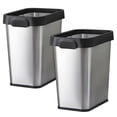 thumbnail image 2 of 3 Pack Stainless Steel Trash Can 3 Gallon, Open Top Trash Can, 8" x 11" x 13", Rectangle Rubbish Bin, Slim and Narrow, No Lid Small Wastebasketfor Kitchen, Bathroom, Living Room, Office, 2 of 9