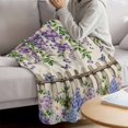 thumbnail image 3 of Spring Purple Flowers Blanket Soft Cozy Warm Throw Blanket for Couch, Plush Fuzzy Flannel Fleece Blankets for Sofa, Farmhouse Leaves Fences Burlap Bed Blankets Lightweight Gifts for Women, 50"x60", 3 of 9