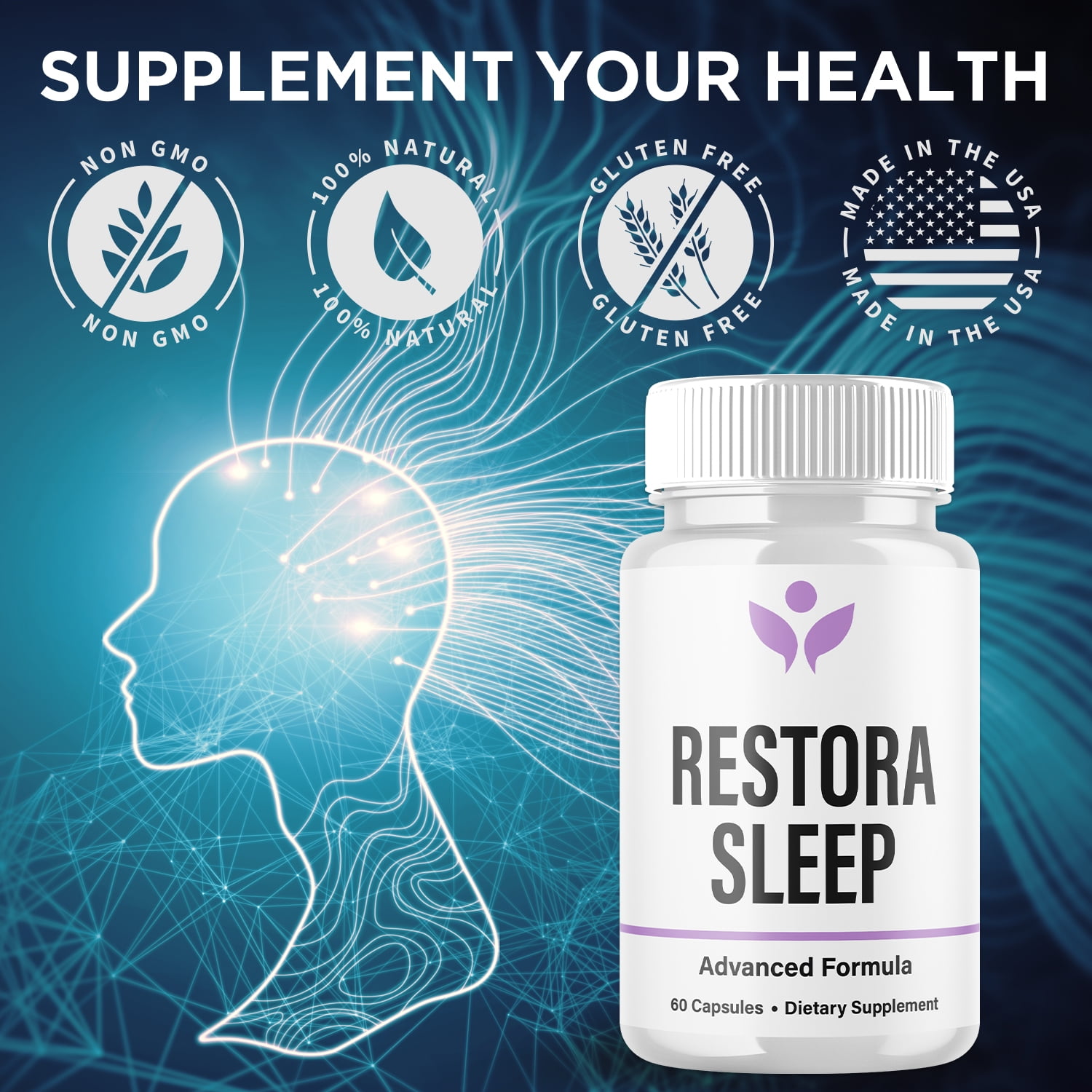 Restora Sleep Advanced Formula Brain Support Pills Maximum Strength Supplement RestoraSleep 120 Capsules