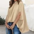 thumbnail image 2 of Womens Stand Neck Loose Sleeve Short Sleeve Summer Top Loose High And Low Hem Casual Large Shirt Top Long Sleeve Shirts for Women Sun Shirt Women, 2 of 7
