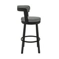 thumbnail image 6 of Kobe 26" Counter Height Swivel Bar Stool in Black Finish and Gray Faux Leather, 6 of 8