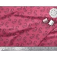 thumbnail image 3 of Soimoi Pink Cotton Poplin Fabric Black Sketch Floral & Paisley Decor Fabric Printed BTY 42 Inch Wide, 3 of 3