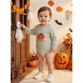 thumbnail image 6 of BemeyourBBs Newborn Baby Boys Girls My First Halloween Outfit Baby Girl Boy Fall Clothes Waffled Striped Bubble Romper Letter Pumpkin Embroidery Long Sleeve Jumpsuit Bodysuits Playsuit, 6 of 9