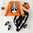thumbnail image 2 of Caqnni Toddler Halloween Outfit Boy Girl Pumpkin Patch Crew Sweatshirt and Pants Set Halloween Fall Baby Clothes Halloween Outfit (5-6 Years,Orange), 2 of 6