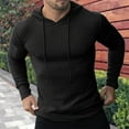 thumbnail image 2 of purcolt Mens Ribbed Knit Hoodies Slim Fit Casaul Long Sleeve Drawstring Pullover Sweatshirt Gym Athletic Hooded T Shirts, 2 of 4