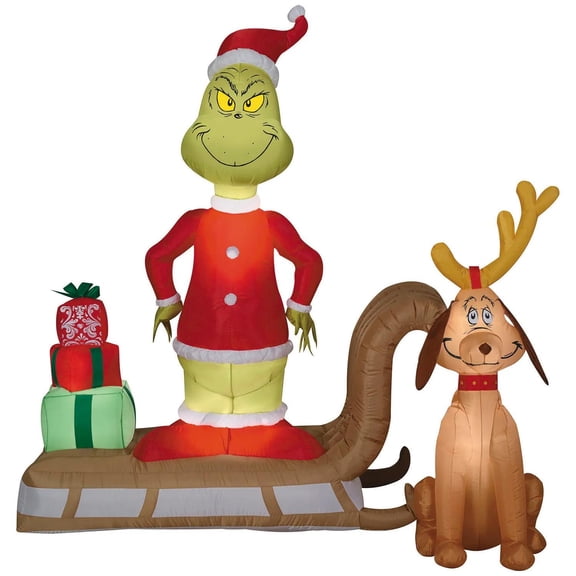 6 Ft. Airblown® Inflatable Dr. Seuss™ How the Grinch Stole Christmas Grinch & Max with Sled Outdoor Yard Decoration