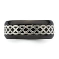 thumbnail image 4 of Edward Mirell Black Ti and Argentium Sterling Silver Inlay Polished Celtic Design 9mm Flat Band, 4 of 6