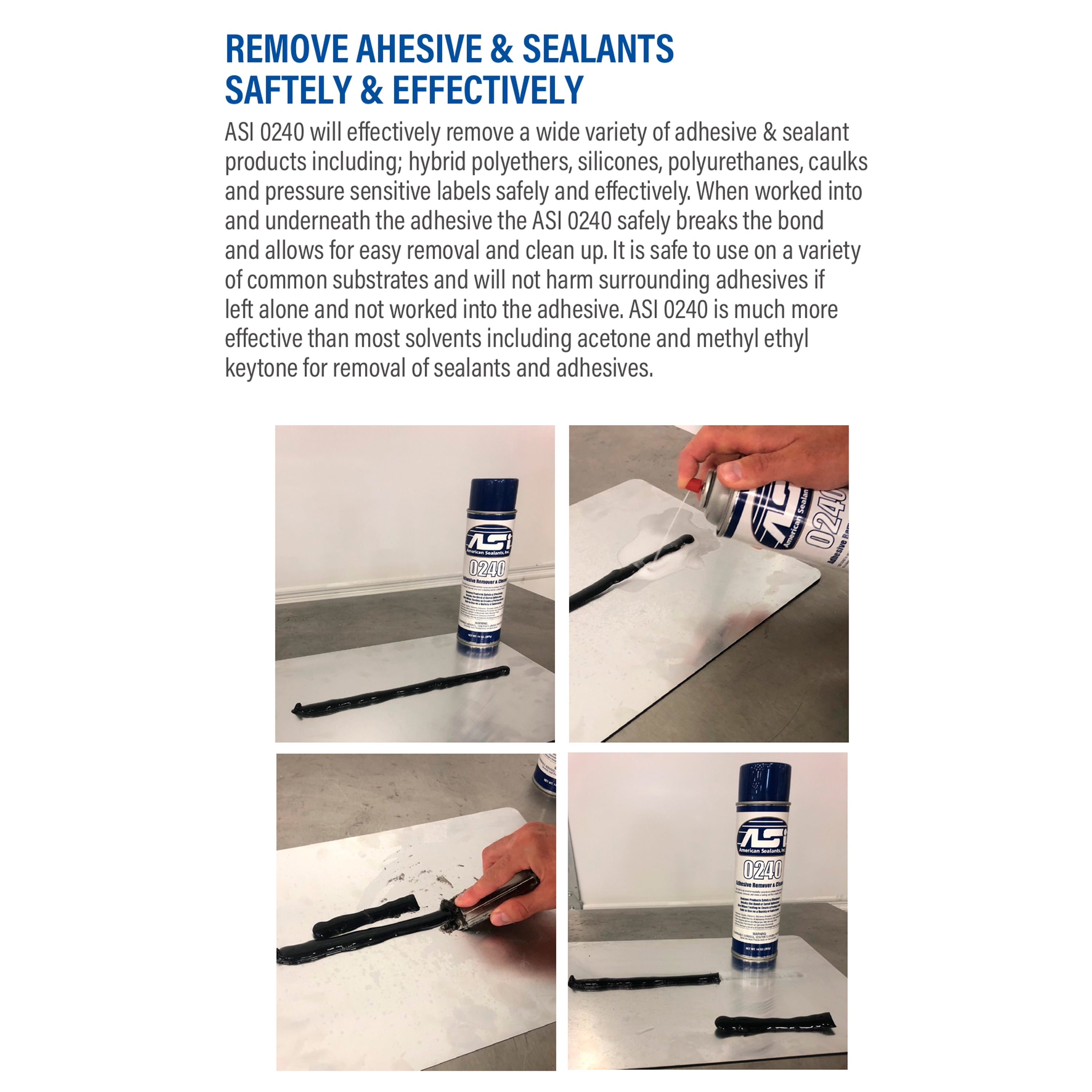 ASI 0240 Adhesive Remover & Cleaner Sprayable Liquid 14 Oz