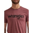thumbnail image 2 of Camiseta vaquera Wrangler con cuello redondo y manga corta para hombre, color burdeos, 2 of 2