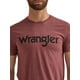 thumbnail image 2 of Camiseta vaquera Wrangler con cuello redondo y manga corta para hombre, color burdeos, 2 of 2