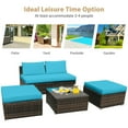 thumbnail image 3 of Costway 5PCS Patio Rattan Wicker Furniture Set Armless Sofa Ottoman Cushioned Turquoise, 3 of 11