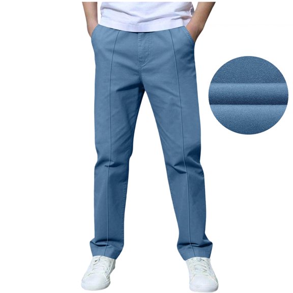 Kids Uniforms for Boys Straight Pants with Pockets Pull On Elastic Waist Boy Blue Uniform Pants Back To School Outfits Kids Preppy Clothes 10-11 Years