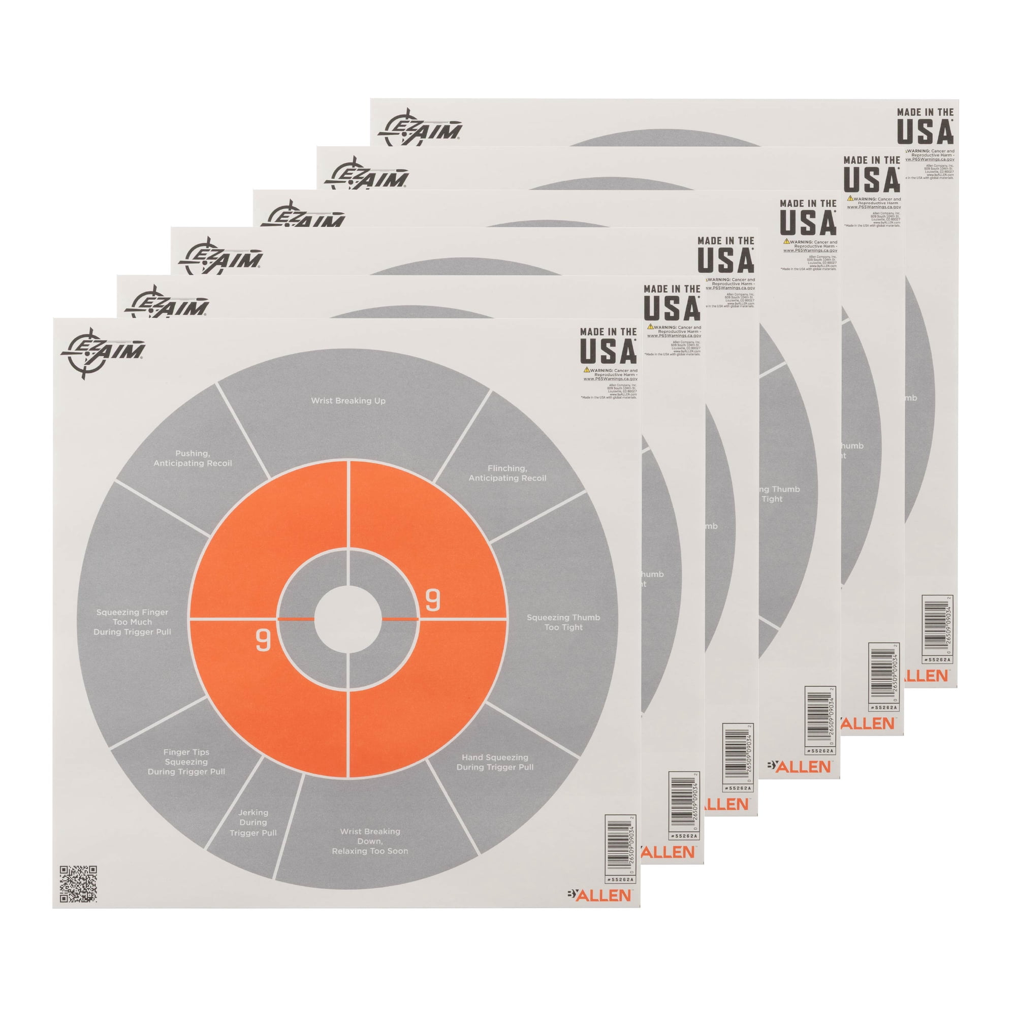 EZ Aim Handgun Trainer Paper Targets 12 x 12 Inch 6 Pack