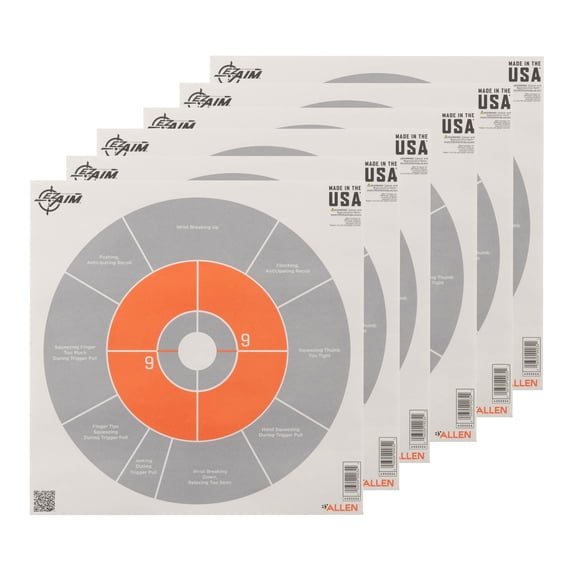 EZ Aim Handgun Trainer Paper Targets, 12 x 12 Inch, 6 Pack