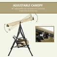 thumbnail image 4 of 3-Seat Outdoor Porch Swing with Adjustable Canopy, Khaki PE Rattan Wicker & Steel Frame Patio Swing Bench with Removable Cushion and Pillows for Garden, Backyard or Patio, 4 of 7