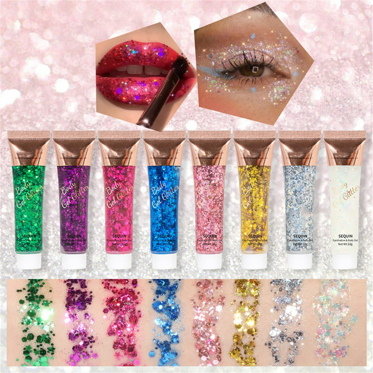 Glitter Sequins Gel Cream for Face Body Lip Eye Nail DIY Shinning Shadow Shimmer Gel Colorful 07 Sequins Gel