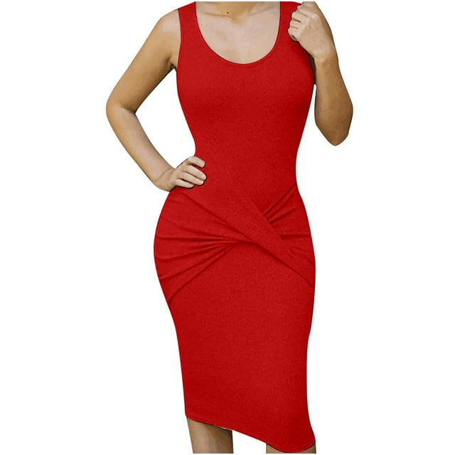 LOVZFMLL Robes Femmes Été Sans Manches Couleur Unie Jupe Portefeuille