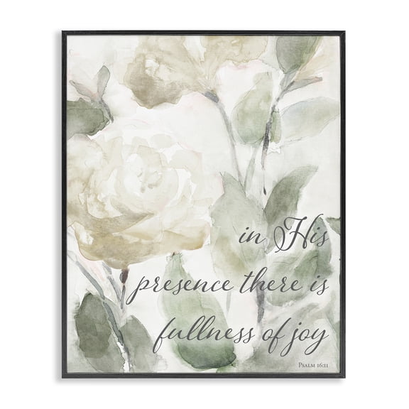 Stupell Industries His Presence Floral Scripture Black Framed Giclee Art, design by Lanie Loreth