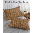thumbnail image 2 of Vintage Rattan Queen Pillow Cases Set of 2 - Microfiber Bed Throw Pillow Covers, Minimalist Abstract Wicker Texture Brown Decorative Lumbar Pillow Cover with Envelope Closure for Sofa/Travel 20"x30", 2 of 6