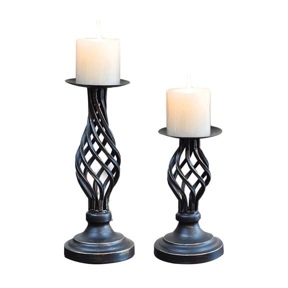 Candle Holder - Candlestick Holders Decorative Metal Vintage Pillar Candle Holders with Non-Slip Base, Available for Home Decor, Wedding, Dinning, Party, Anniversary