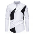 thumbnail image 2 of pstuiky camisa de manga larga para hombre, Camisa tipo blusa informal de manga larga con cuello alto y botones de patchwork para hombre top de hombre m, 2 of 9