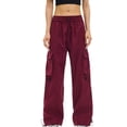 thumbnail image 3 of Cargo Pants Women High Waisted with Deep Pockets Pull Rope Elastic Waist Breathable Workout Joggers, Full Length Casual Trousers for Hiking Travel, Fitness Gifts for Women, 3 of 8