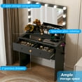 thumbnail image 3 of Zimtown Vanity with Mirror and Light, Makeup Desk  with Charging Station and Storage, Dressing Table with Hair Dryer Rack for Bedroom, Black, 3 of 8