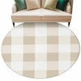 thumbnail image 2 of Cream White Buffalo Check 8ft Round Rug, Farmhouse Plaid Modern Geometric Non-Skid Rubber Backing Large Area Rugs - Living Room Bedroom Home Office, Indoor Floor Mat Carpets Washable Rug, 2 of 9