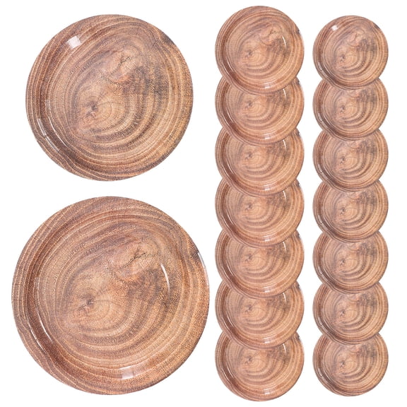 RENACLIPY 20Pcs Elegant Wood Grain Paper Plates Light Brown Party Disposable Plates for Stylish Gatherings
