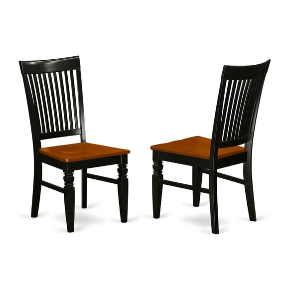 Pemberly Row 10" Wood Dining Chairs in Black/Cherry (Set of 2)