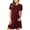 Burgundy, variant on Elainilye Fashion Dresses for Women Round Neck Long Dress Short Sleeved Solid Pocket Dress Vacation Dresses for Women,Red