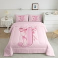 thumbnail image 2 of jejeloiu Girl Personalized Gifts Bedding Comforter Set,Pink Letter J Twin Comforter Sets,Cartoon Cute Bowknot Bedding Set For Princess,Lightweight Room Decoration Reversible,2 Pieces, 2 of 8