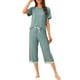 thumbnail image 1 of Conjunto de pijama para mujer INSPIRE CHIC, camisetas de manga corta con encaje y pantalones capri de modal, ropa de dormir para primavera y verano, talla M azul, 1 of 6