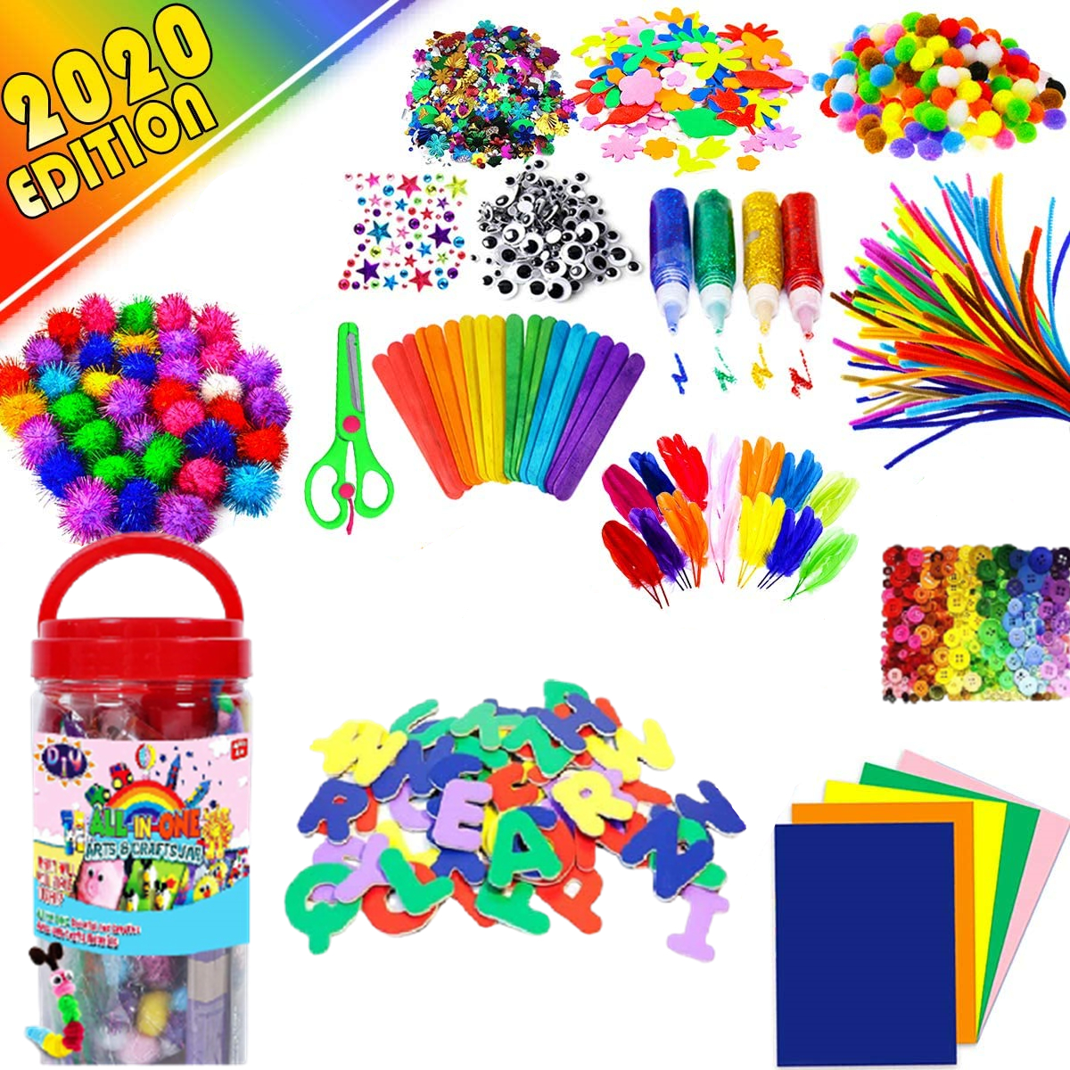 Craft Kits For Kids Art Crafts Supplies Set For Kids Toddlers Age 4 5 6 7 8 9 Pipe Cleaners Pom Poms Felt Flower Storage Bottle All In One Diy Craft Set Walmart Com Walmart Com