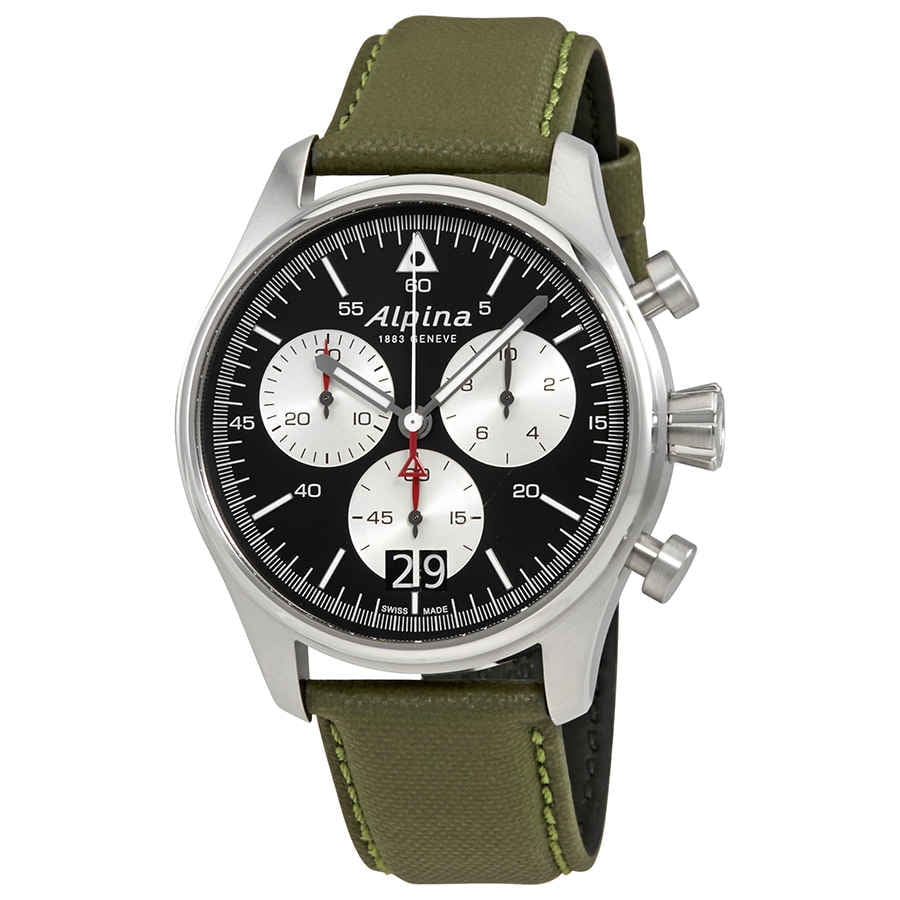 Alpina Quartz Men's Startimer Pilot Military Chronograph 42mm Watch  AL372GR4FBS6